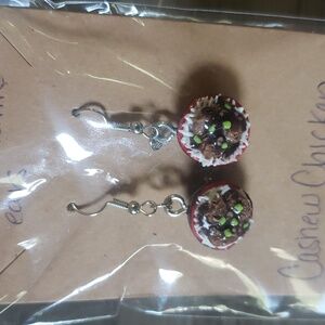 Handmade Chinese Chicken Rice bowl earrings